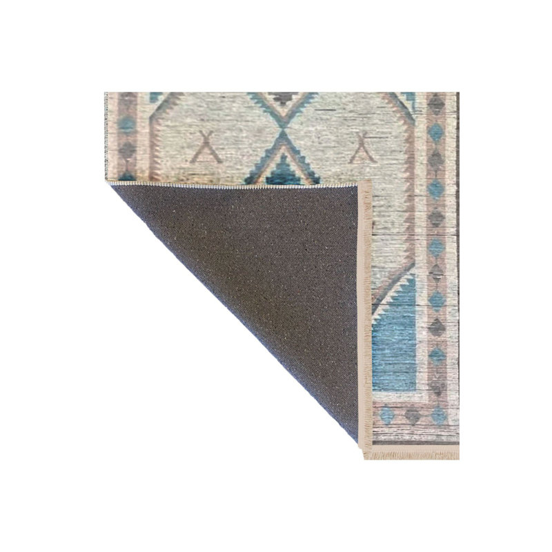 Tapis décoratif lavable à motif traditionnel gris, Tapis de couloir 3 pi 3 po x 6 pi 7 po inclus