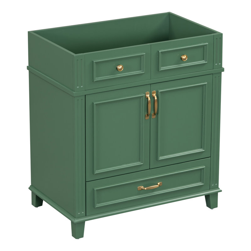 Base de meuble-lavabo simple 29,37 po seulement, Vert, Or brossé