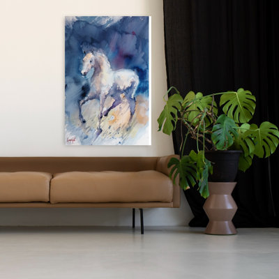 «Graceful White Horse Abstract Colorful Dreamy Horse Nature», art mural