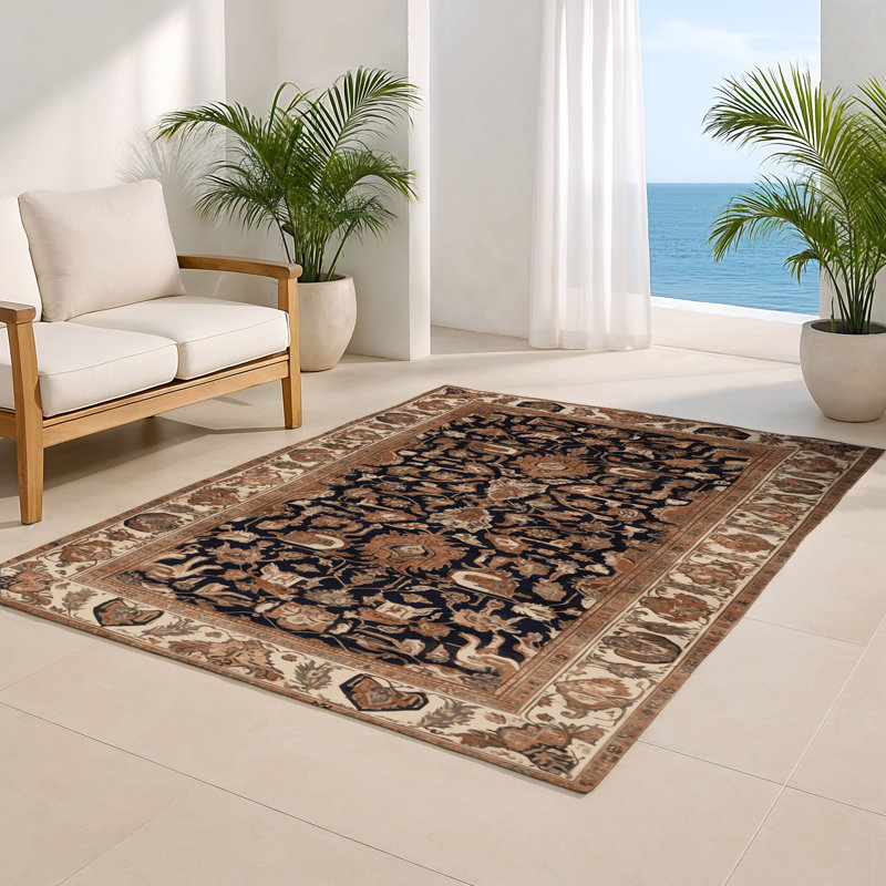 Tapis d'intérieur et d'extérieur brun Persian, Rectangle 9 pi x 12 pi