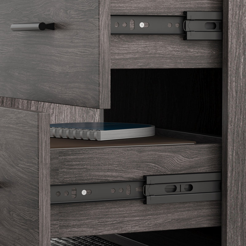 Bureau en L Stockseth, Gris profond / noir