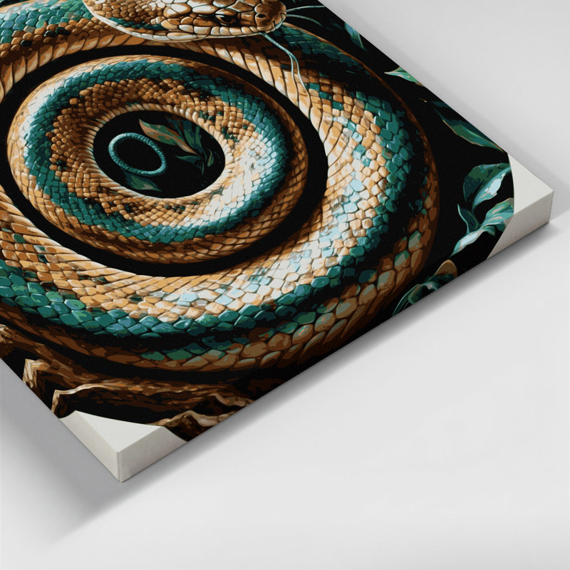 Faune, œuf africain mangeant un serpent, art mural sur toile grise, H 16 po x l 20 po