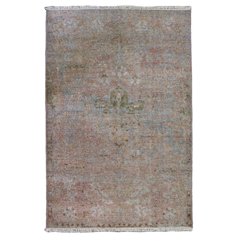 Tapis orange / vert / gris One-of-a-Kind 4 pi x 5 pi 11 po