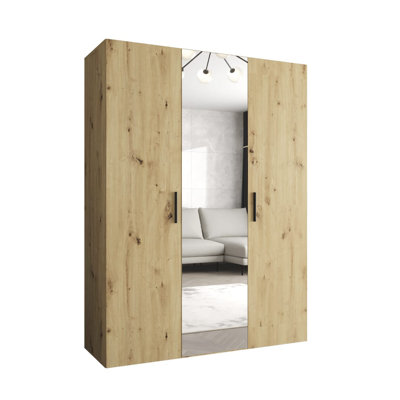 Suphi II Hinged Door Wardrobe 150cm - Bright, Mirrored Storage for Effortless Modern Living