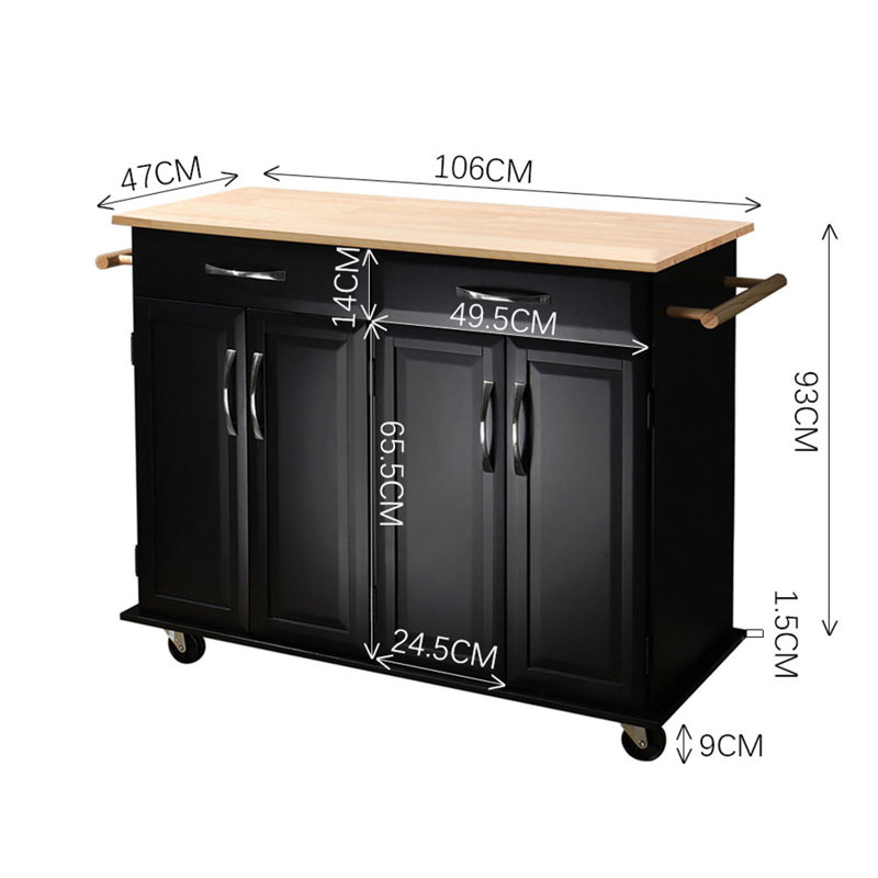 Stanford Kitchen Island, Black