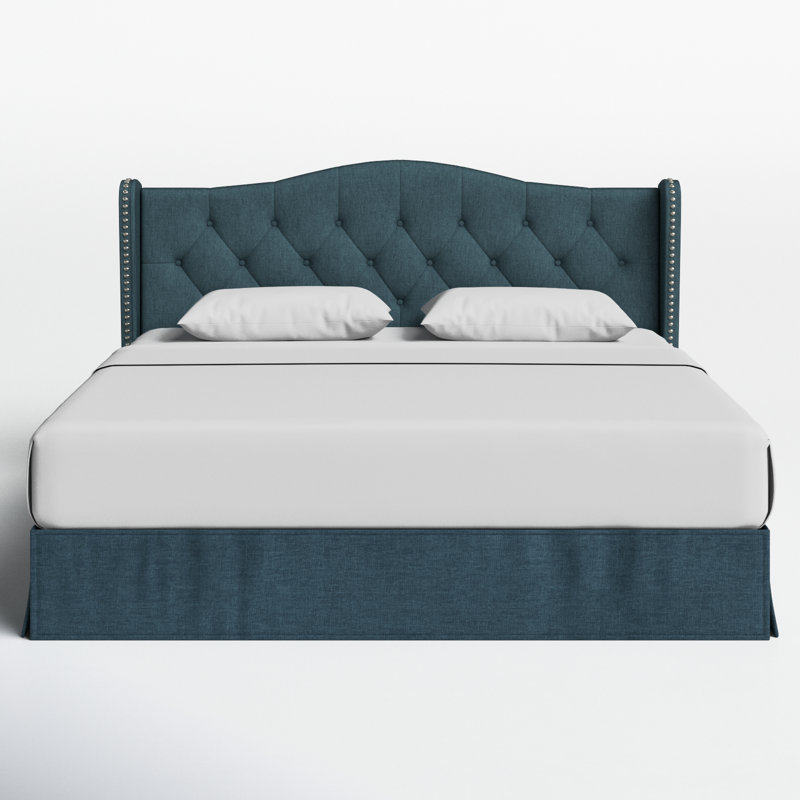 Knott Upholstered Wingback Storage Bed, Denim Blue, King