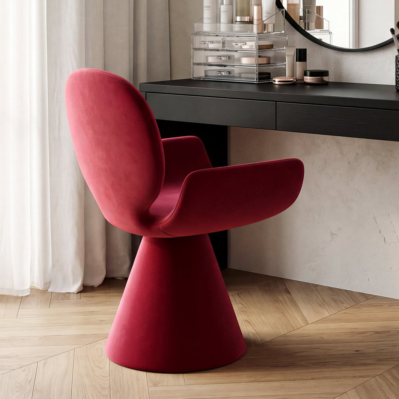 Upholstered Fabric Swivel Accent Chair, Red