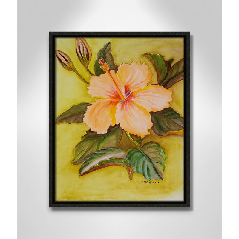 Imprimé d'hibiscus orange par Mike Ragan pour Casa Fine Arts, Espresso, H 15,5 po x l 12,5 po