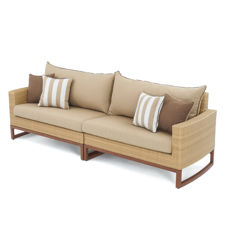 Mili 96In Sunbrella Outdoor Sofa - Maxim Beige, Beige/Brown