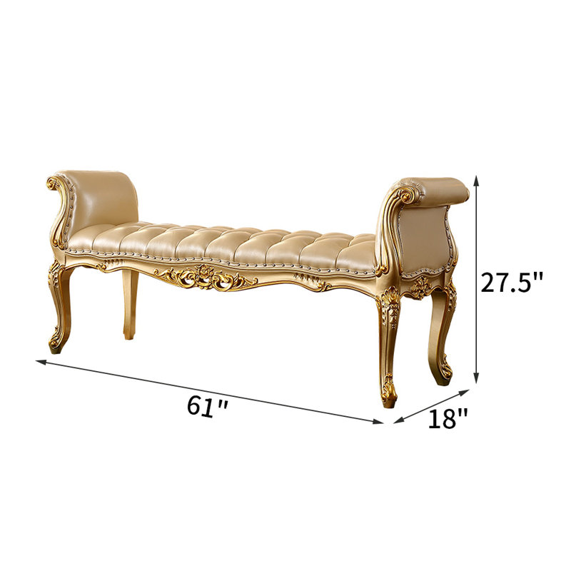 Banc rembourré en cuir véritable de style européen