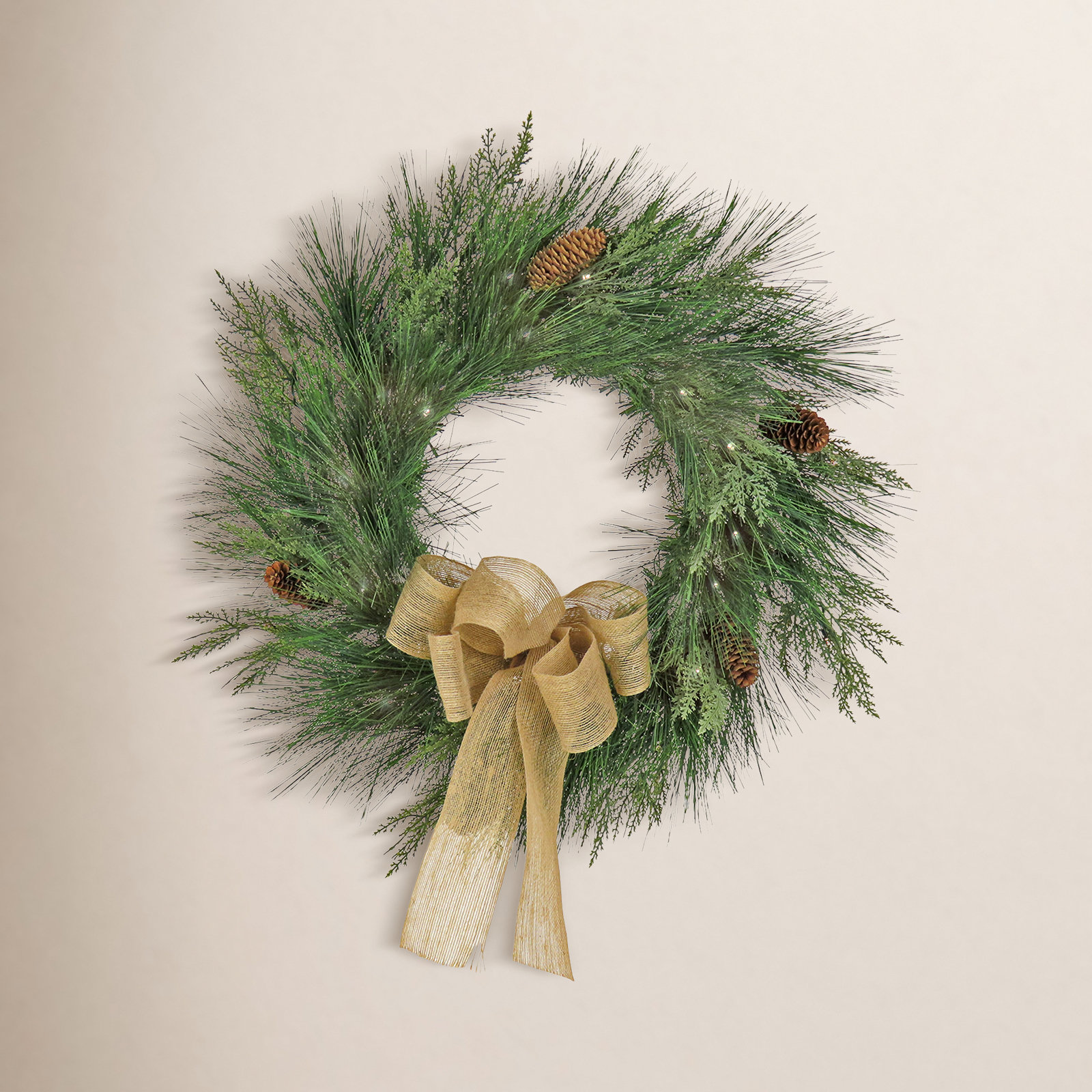 22" Pre-Lit Black Tie Cedar Wreath