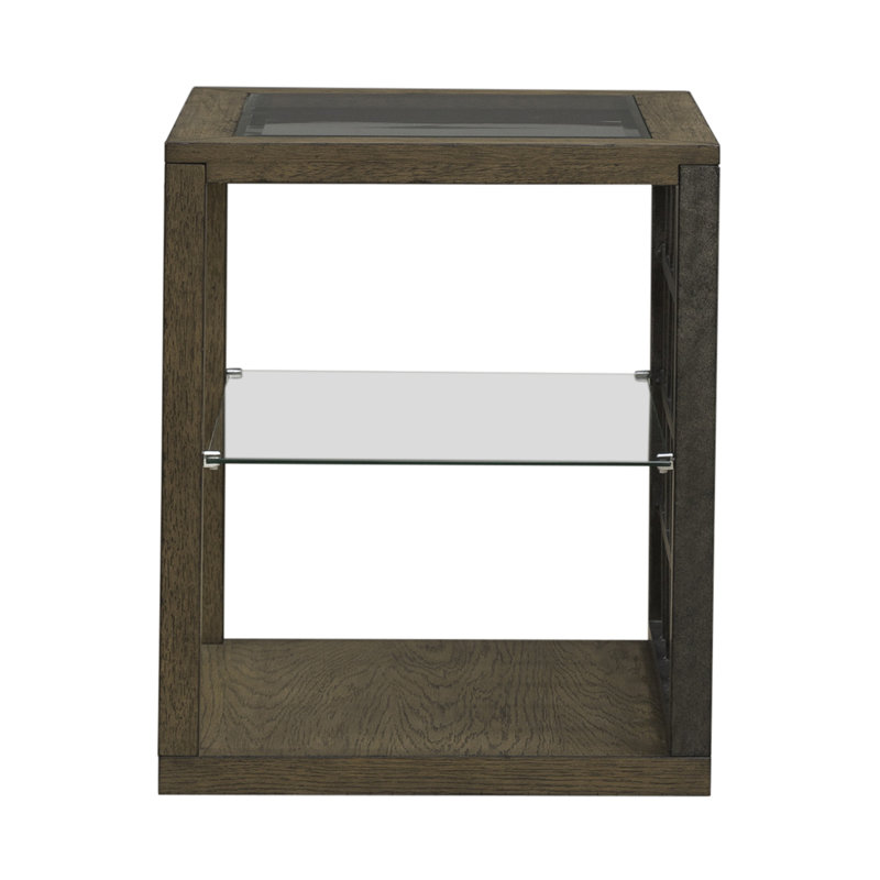 Table de bout Tiznit avec verre trempé et tablette ouverte
