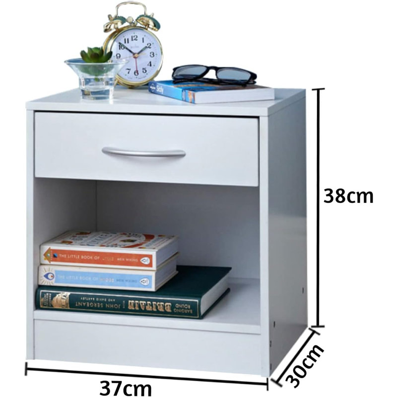 Kigar 37cm W Manufactured Wood Bedside Table