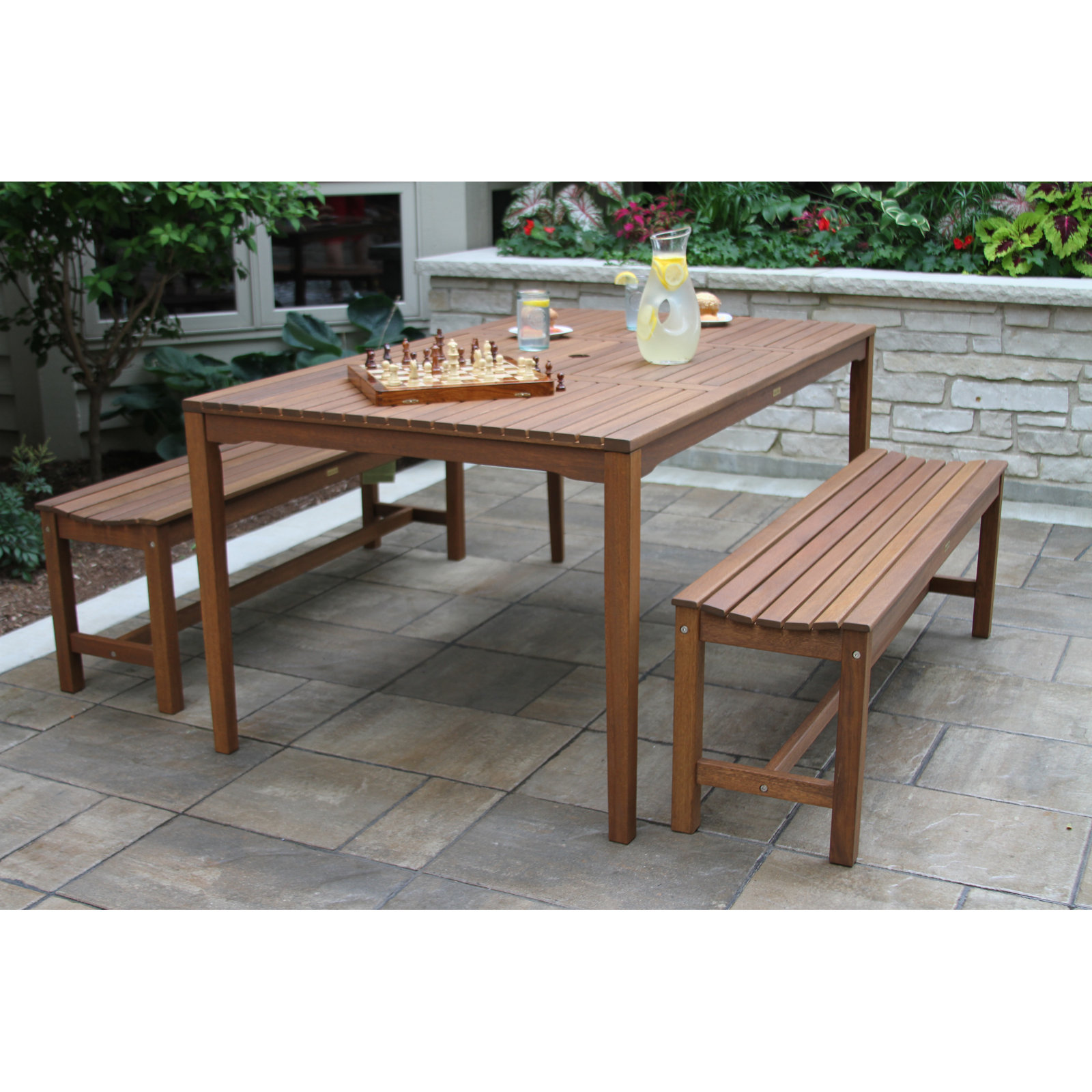 Kinsler 64" Eucalyptus Patio Dining Set