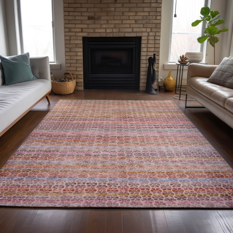 Machine Washable Indoor/Outdoor Oden ACN2155 Striped Rug, Rectangle 9 pi x 12 pi
