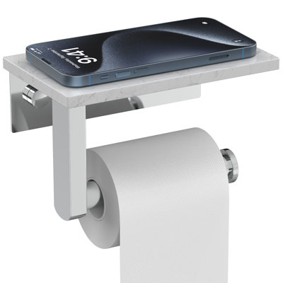 Marble Toilet Paper Holder with Shelf Wall Mounted