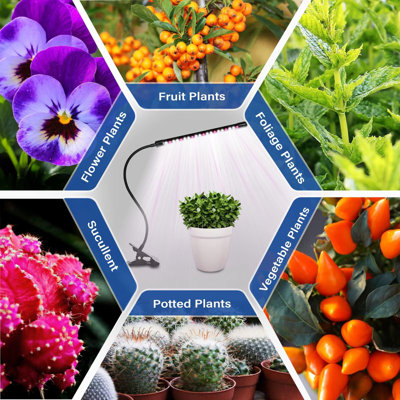 iPower 1 Tube LED Grow Light with Full Spectrum for Indoor Plants, Adjustable Gooseneck, 3 Light Modes&10 Dimmable Levels, Auto 6H/9H/12H Timer, White, 1 Pack