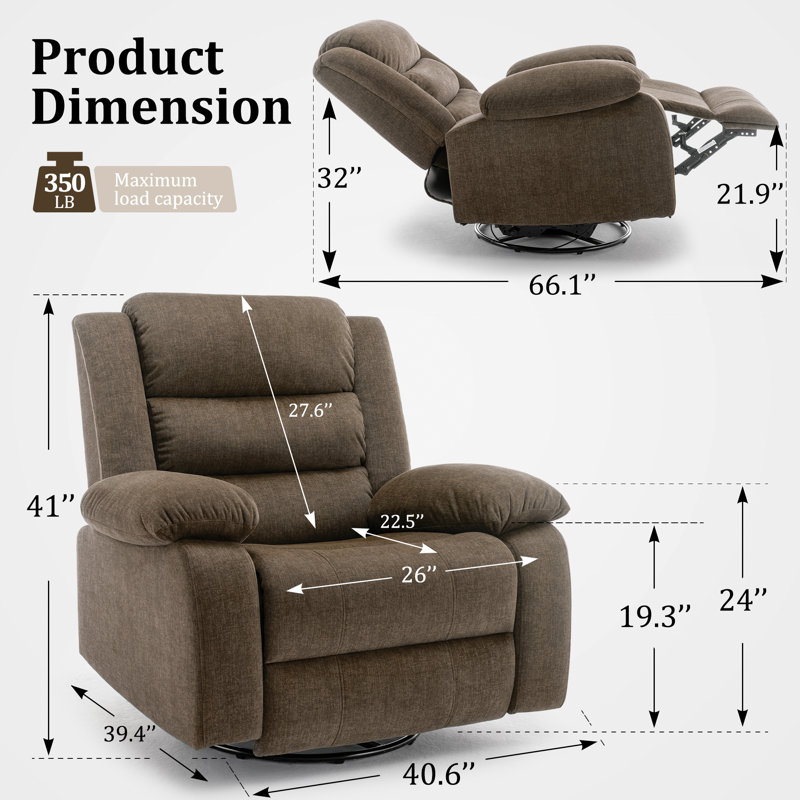 Ellisse Brown Cashmere Oversized Recliner with Massage and Heat