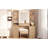43.5 Inch Fluted Makeup Vanity Desk With Mirror, Lights, And Charging Station, Modern Glass Top With 10 Drawers And 2 Transparent Cabinets, Oak-1023729382