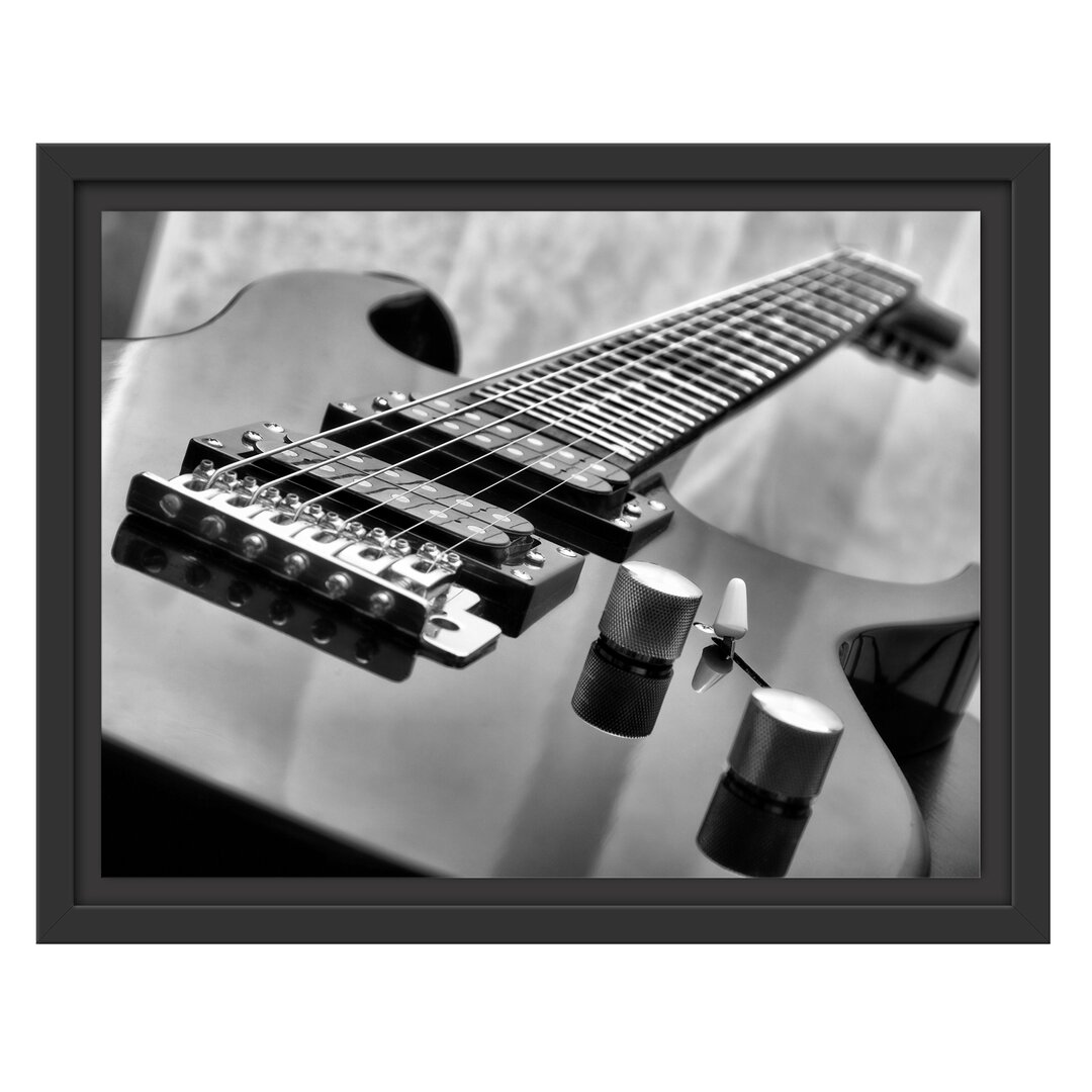 Gerahmtes Wandbild Black Guitar, Nahaufnahme Gitarre,