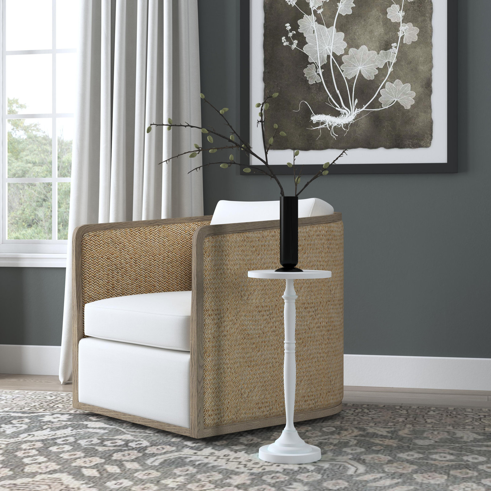 Austie 10" Patio Side Table, White