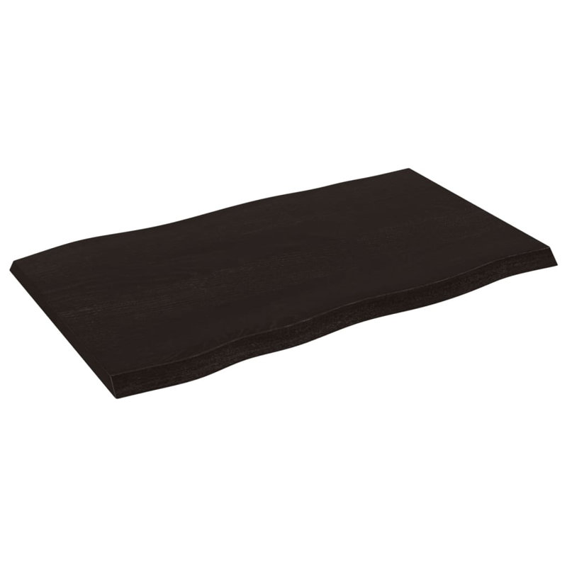 Table Top Solid Wood Oak, 4cm H x 100cm W x 60cm D, Dark Brown