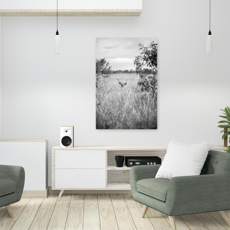 Art contemporain avec paysage de cerfs paisibles sereins tranquilles, H 36 po x l 24 po