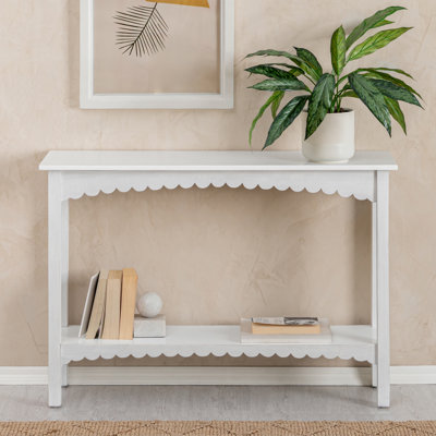 Console Luna en bois massif sculpté à la main avec tablette ouverte