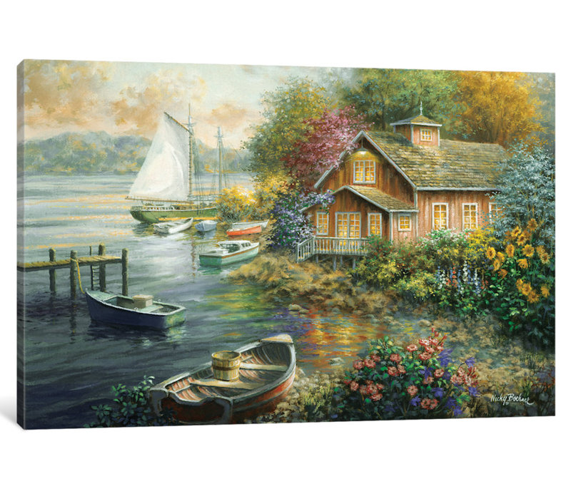« pacifique, ancrage », reproduction d’art sur toile, H 18 po x l 26 po x P 1,5 po