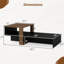 Table basse à 2 niveaux avec tablette de rangement ouverte, base en forme de croix pour salon brun rustique + noir-545832244
