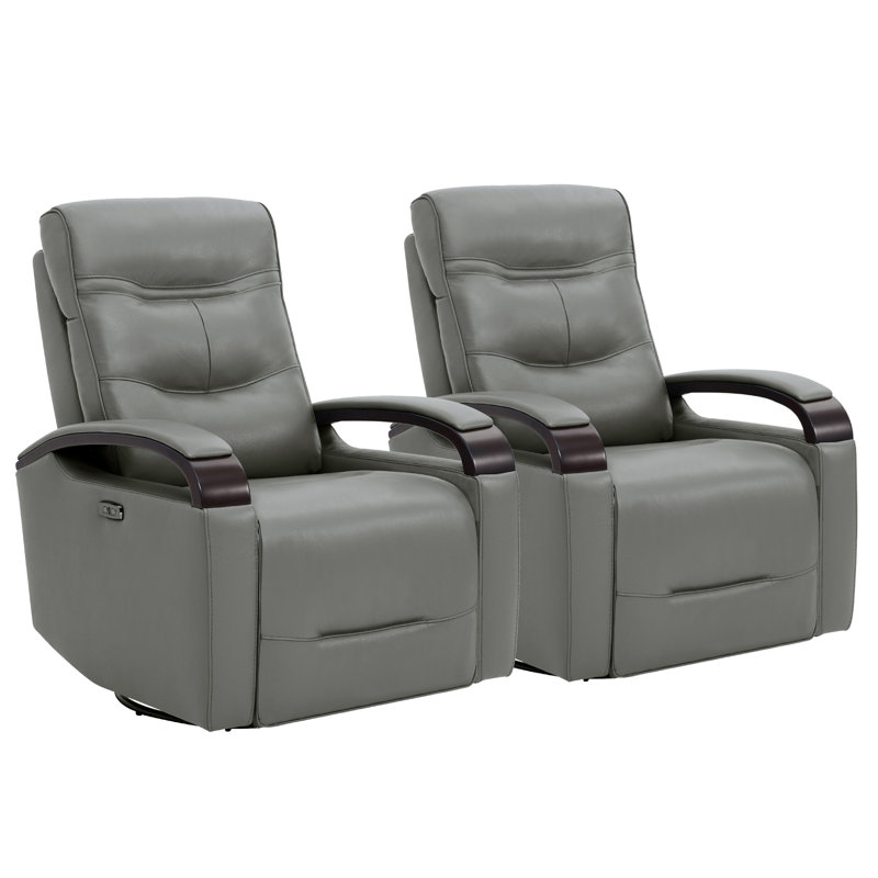 Fauteuil inclinable électrique pivotant en cuir véritable Britnee, Cuir véritable brume