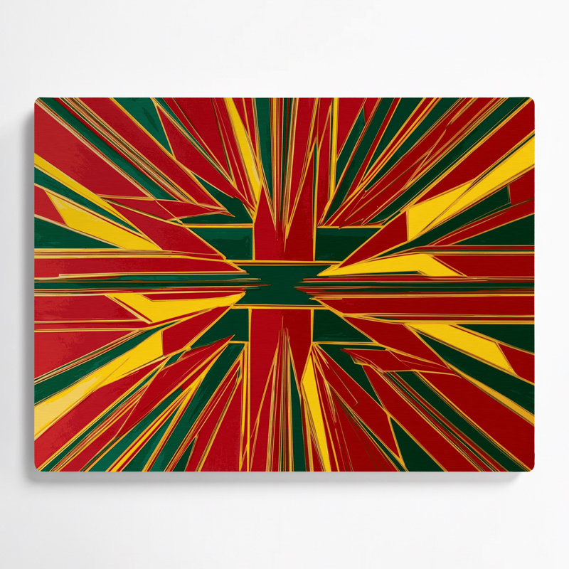 Art mural Hard Edge 4 en métal rouge, H 20 po x l 30 po