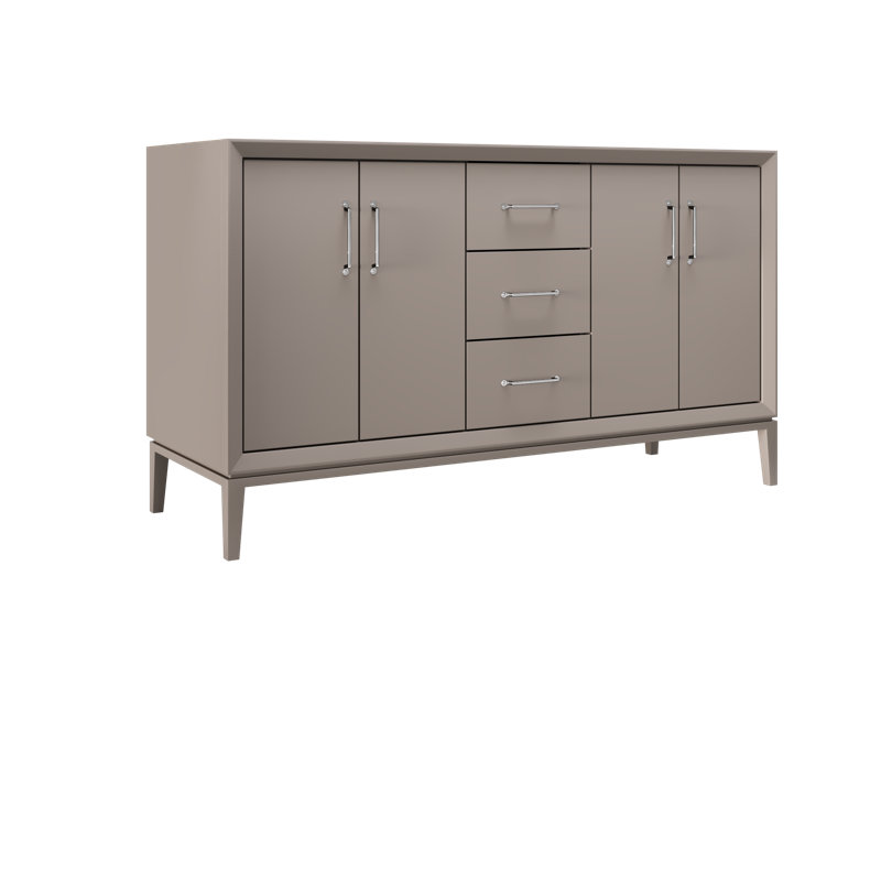 Alexandra Double Bath Vanity, Taos Taupe, 60", Polished Chrome