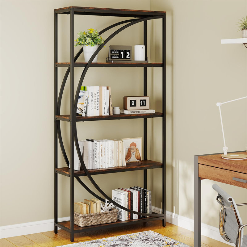 175cm H x 86cm W Metal Standard Bookcase, Brown