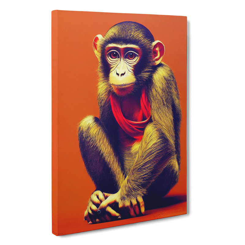 Young Monkey No.3 - Wrapped Canvas, 50cm H x 35cm W x 3cm D