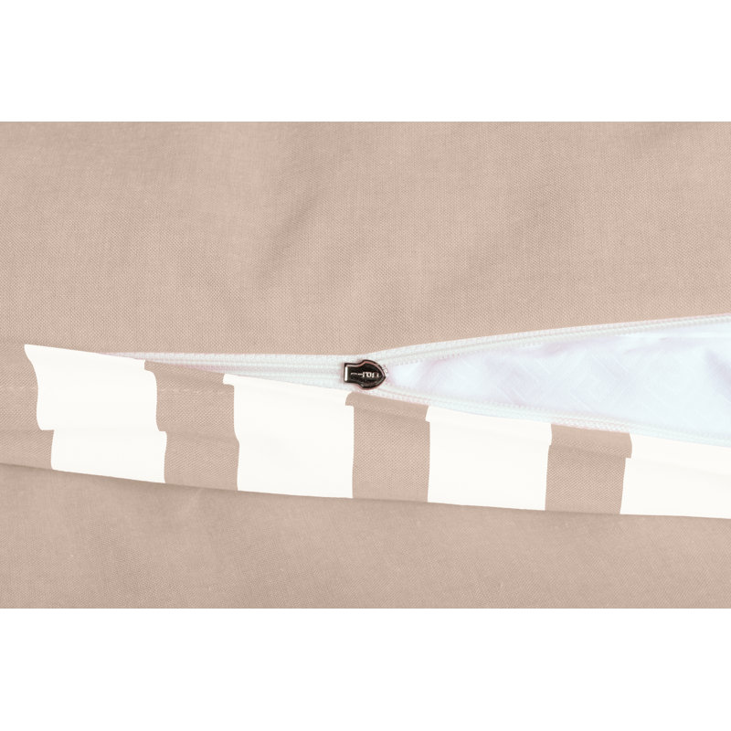 Striped Duvet Cover Set with Pillowcases, Beige, 200 x 220 cm - 2 Pillowcases (80 x 80 cm)