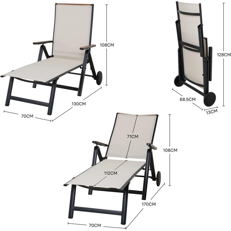 170cm Long Single Chaise, Beige