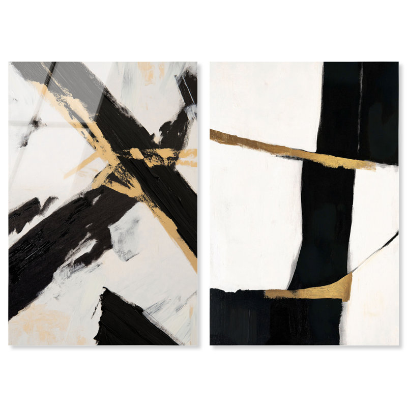Reproduction d'acrylique minimaliste Gilded Glam Night par Art Remedy, H 15 po x l 10 po
