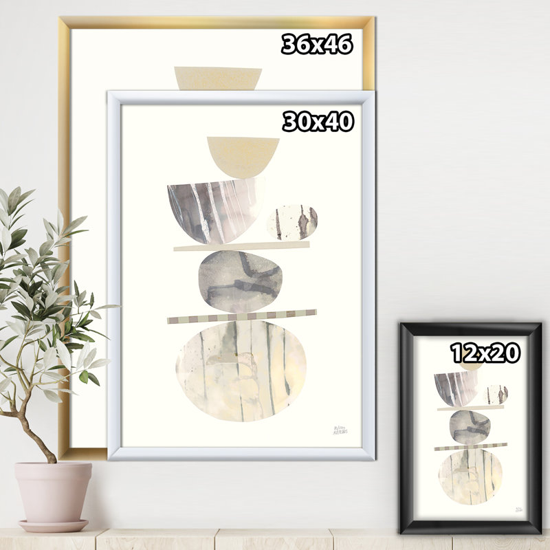« geometric balance neutral ii »-image image sur toile, Cadre noir, H 40 po x l 30 po x P 1,5 po