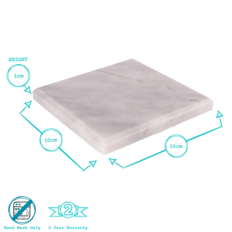 Marble Square 6 Piece Coaster Set, White