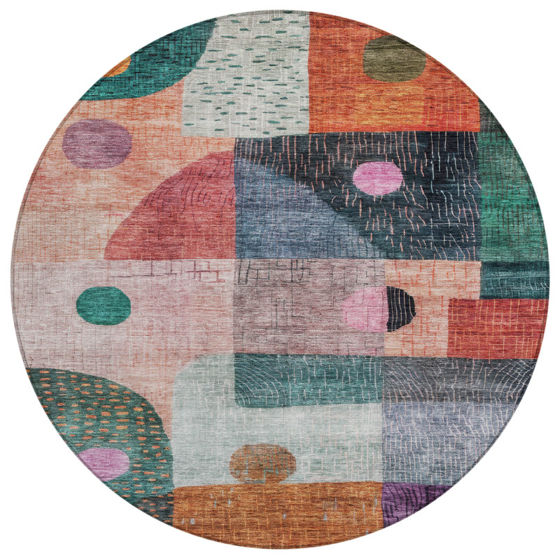 Noel Orange Washable Indoor-Outdoor Rug - , 2'3" x 7'6"