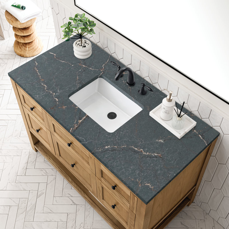 Breckenridge 48'' W Single Vanity, Light Natural Oak, Parisien Bleu, 8" Widespread