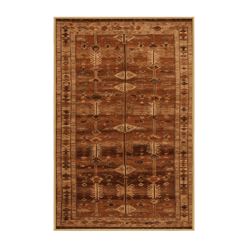 Tapis brun turc lavable à la machine, Rectangle 7 pi x 10 pi