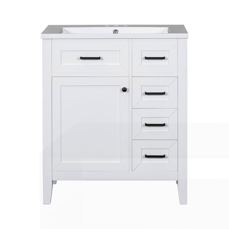 Meuble-lavabo 30 po avec lavabo, Noir, Blanc