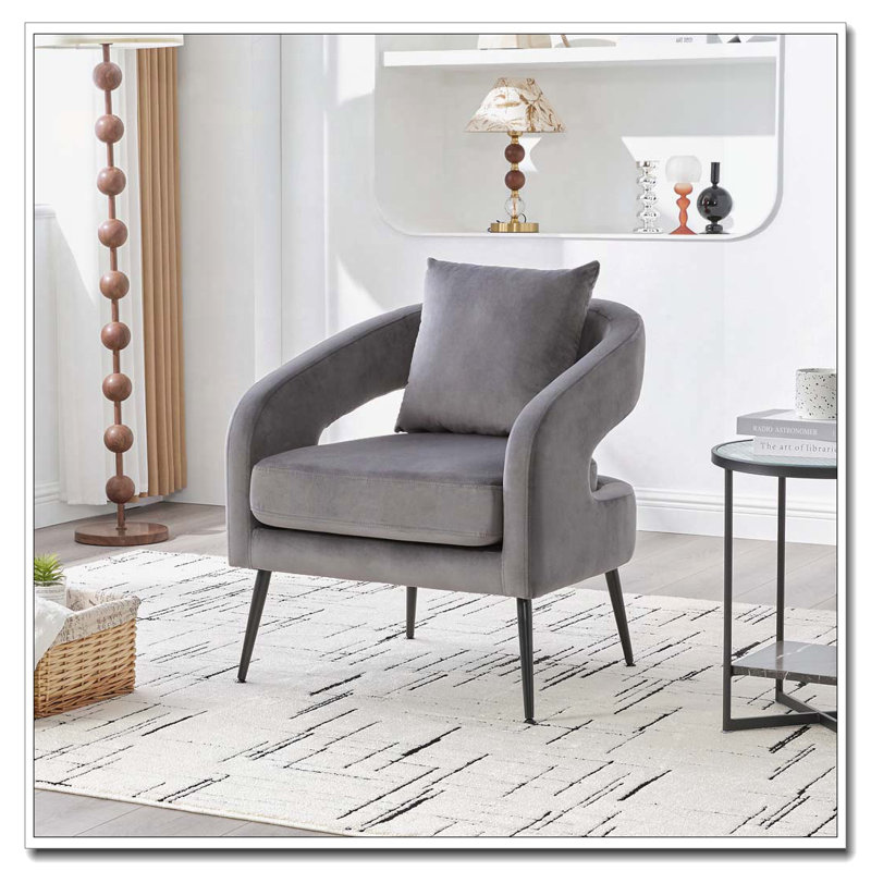 Chaise d'appoint rembourrée en velours, Gris anthracite