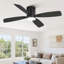Ventilateur de plafond encastré noir moderne 46 po avec éclairage et télécommande / application pour la chambre à coucher et le salon Abdullah-1663443223-1663443222