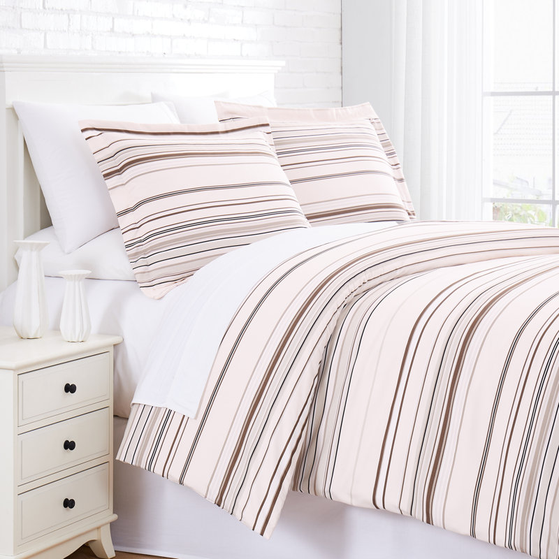 Ensemble de housse de couette réversible en microfibre Coastal Stripes Collection, Bleu