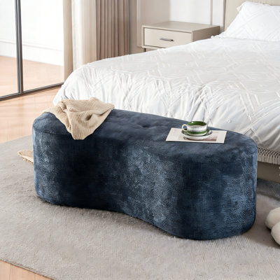 51-Inch Tufted Chenille Curved Accent Bench For Bedroom or Dinning room Living room,Compression Bench