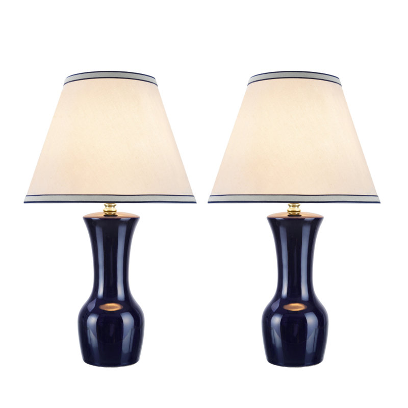 Moro Ceramic Table Lamp, Dark Blue, Dark Blue/Off White