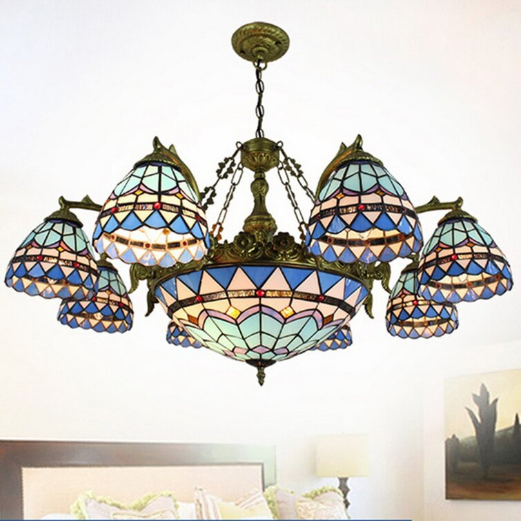 Menagerie / Classic Blown Wayfair Chandelier Shaded with Light Hand Traditional World Accents 7 - | Vineyards Glass